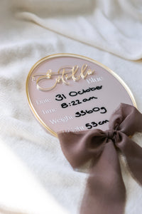 Ribbon Birth Announcement With Details