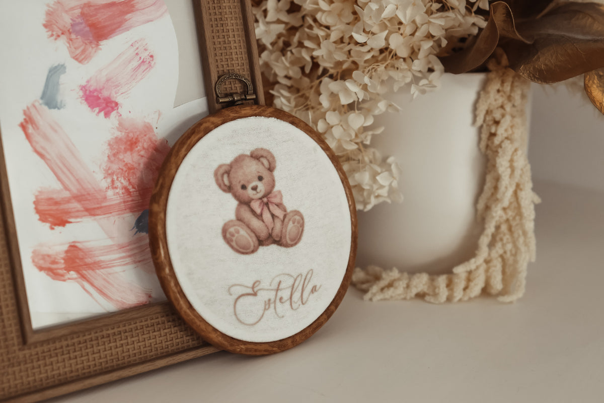 Little Wonders Fabric + Hoop Baby Name Sign