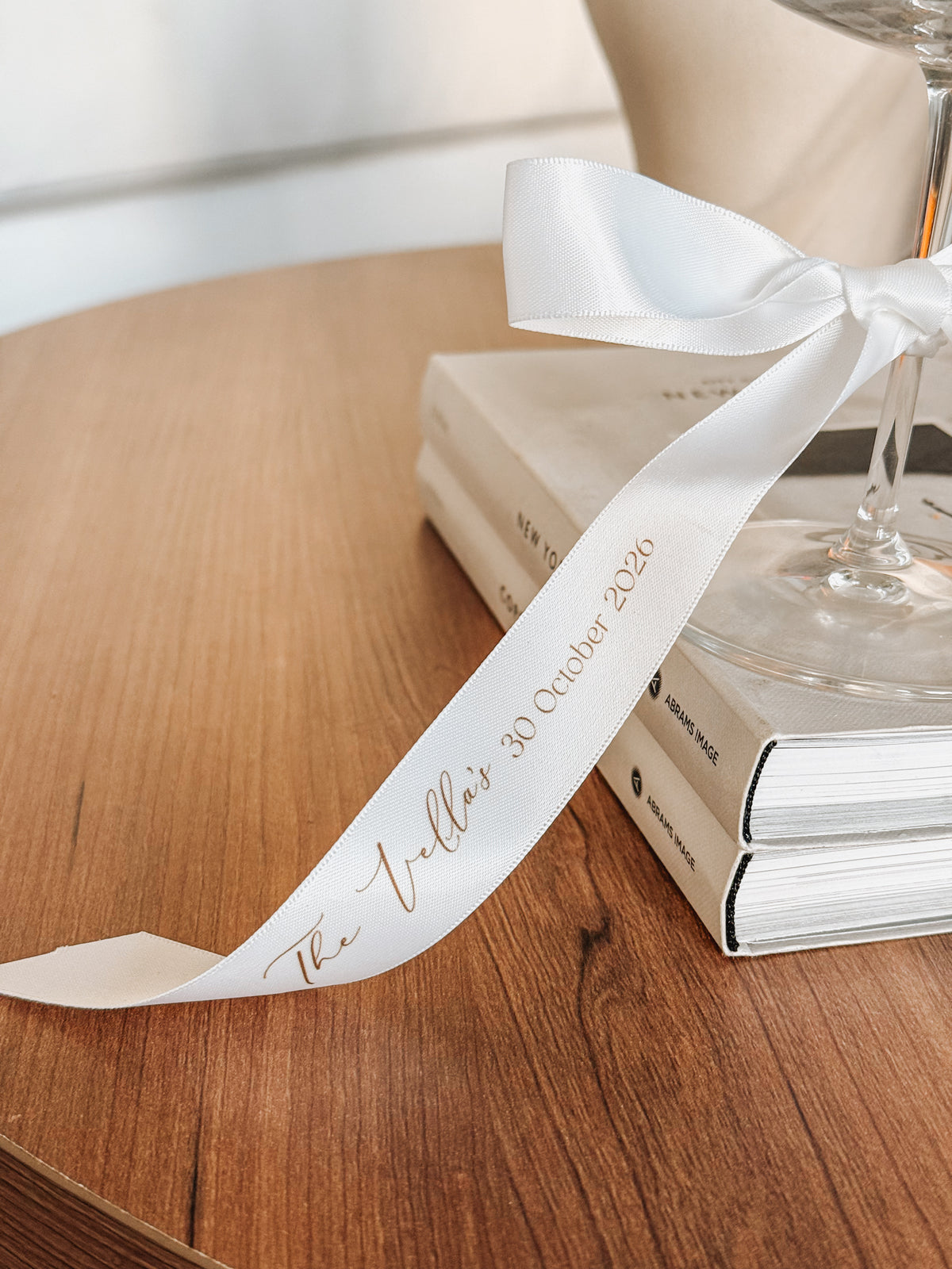 Champagne Glass and Custom Ribbon