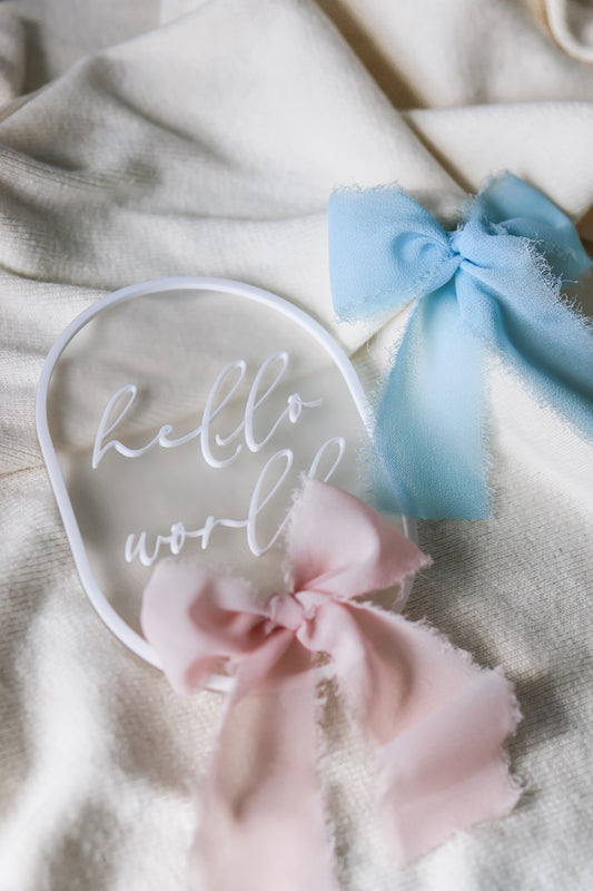 Ribbon Announcement Sign (Blue & Pink Ribbon Included)