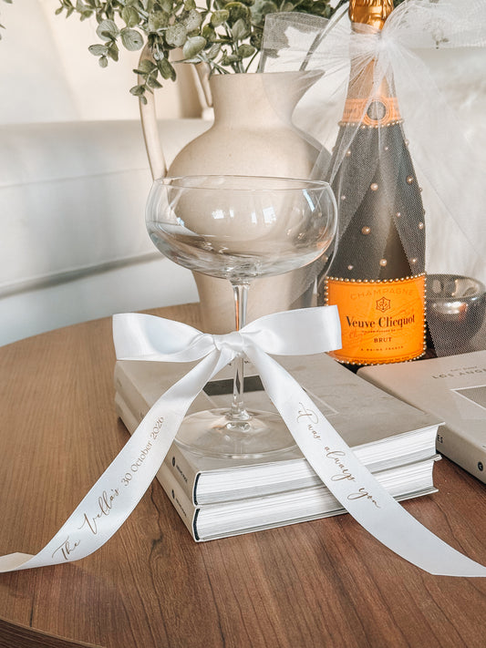 Champagne Glass and Custom Ribbon