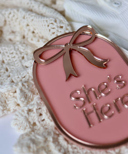 SAMPLE: Bow "She's Here" Sign (Premade)