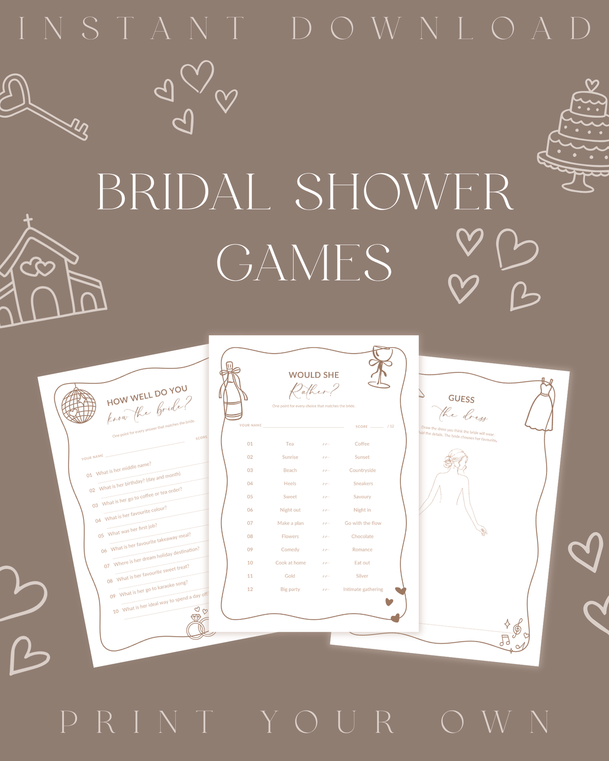 Bridal Shower Games - Instant Download